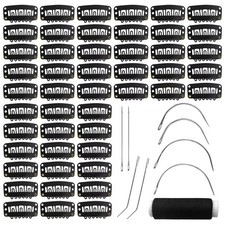 50Pcs 32mm Hairpieces Snap Clips U Shape Wig Hair Extensions Accessories Black