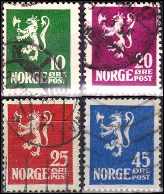 1922 -1924 - NORUEGA - LINEA ENTRE ORE Y POST - YVERT 97,98,99,100