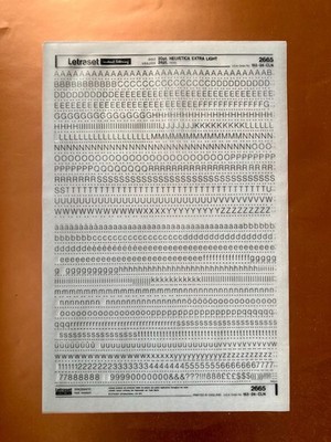 LETRASET 2665 HELVETICA EXTRA LIGHT 20pt  Transfer Abreibebuchstaben
