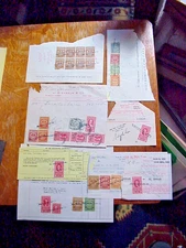 30 US INTERNAL REVENUE & STOCK TRANSFER STAMPS cut from Scranton Lace Documents