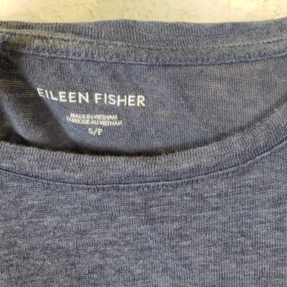 Eileen Fisher Organic Linen Slub Jersey Crewneck Top Blue Size Medium - Image 3 of 4