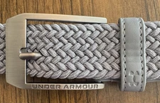 Under Armour Mens XXL UA Drive Steel Braided Belt Gunmetal Hardware Stretch NWOT