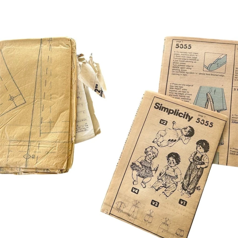 Vintage Simplicity 5355 Infant Sewing Pattern Overalls Dress Uncut 1980s - Image 3 of 4