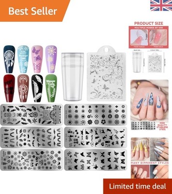 Hochwertiges 6-teiliges Nail Art Stamping Kit mit Stamper & Schaber für Profis