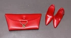 Vintage Barbie Doll Fashion PAK Red Clutch Purse 1960's w/ Modern Shoes Spikes