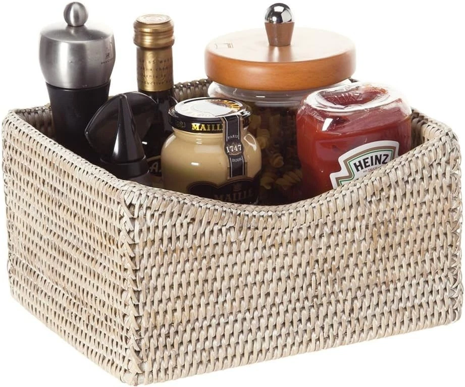 La Jolla Rattan Rectangular Shelf Basket, Storage Basket, Organizer Basket - Image 2 of 3