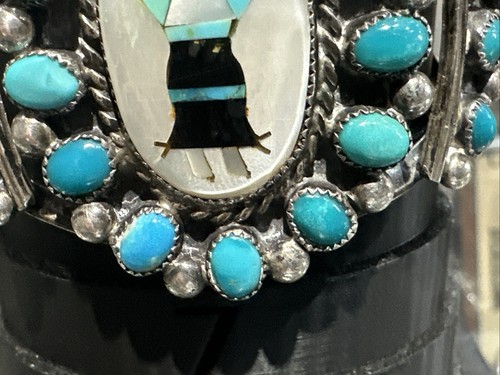 Vintage Navajo "RHB" Roland Hogan Begay Turquoise Sterling Cuff Bracelet - Picture 4 of 18