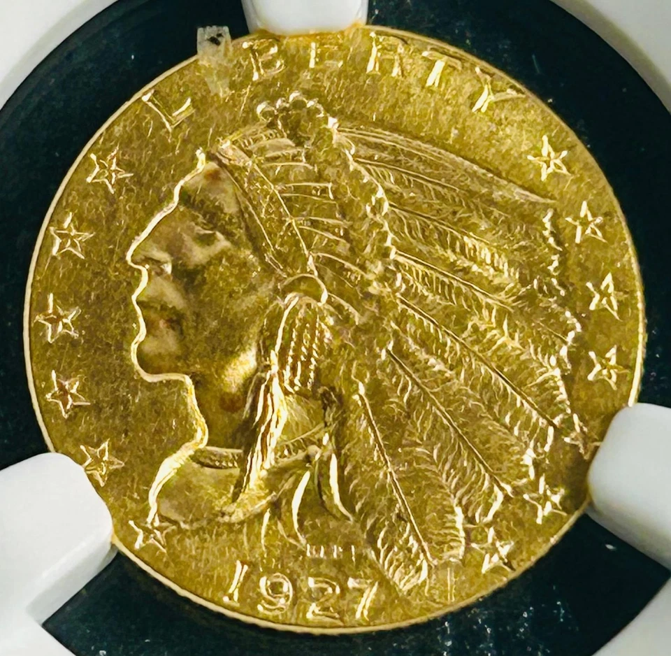 1927 P $2.5 Quarter Eagle Indian Head Gold Coin MS-62 NGC Graded - Image 2 of 4