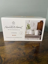 Hearth & Hand Magnolia Stoneware 2 Mugs Joy Merry Set Christmas Cups NEW