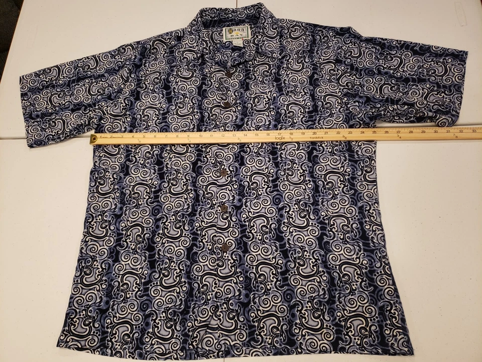 Рубашка Hana Bay Island Cabana синяя винтажная полиэстер размер X Large XL - Изображение 3 из 4