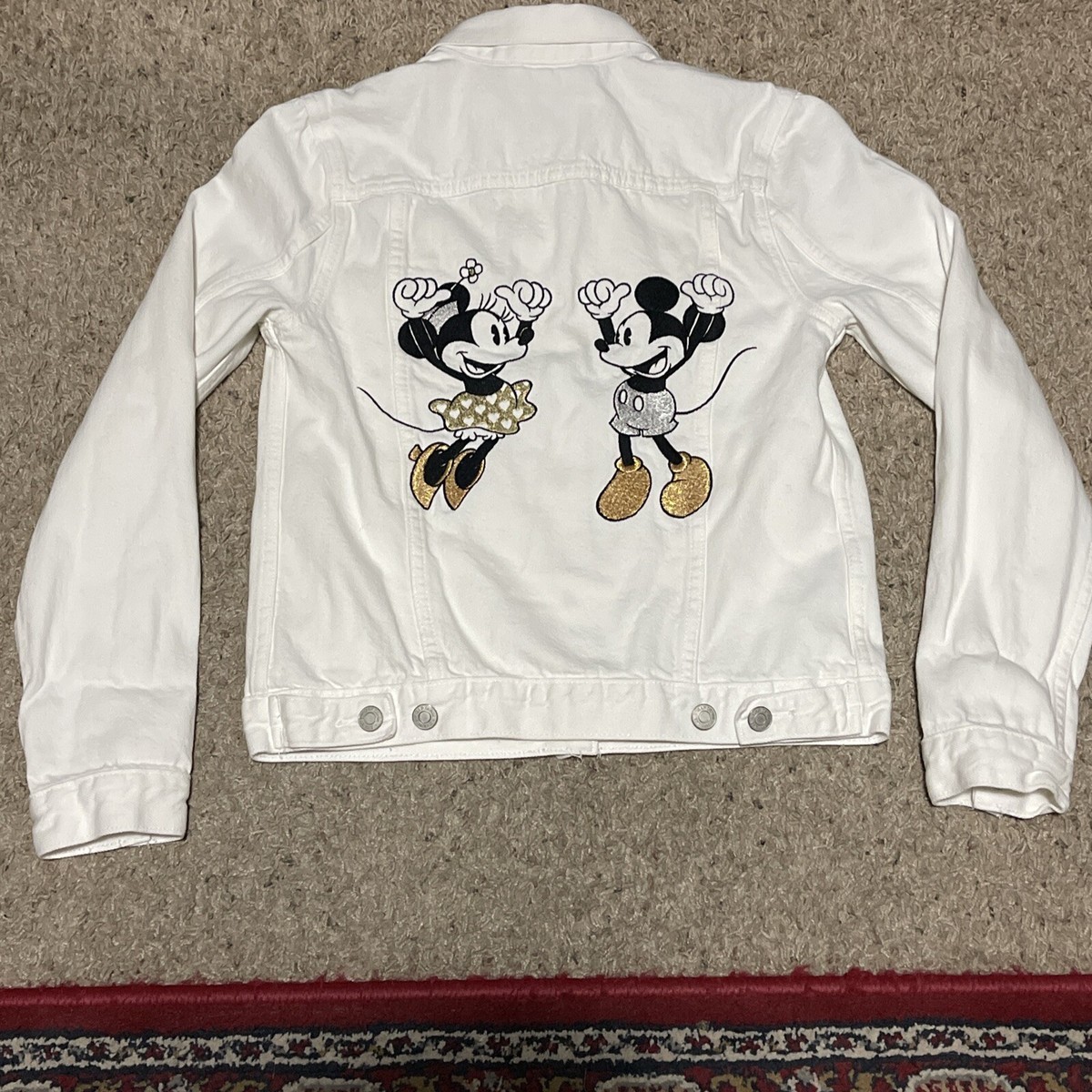 WOMEN'S GAP DISNEY MINNIE MICKEY MOUSE LOVE ICON WHITE DENIM