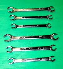 NEW 6-pc SAE & MM Flare Nut Wrenches Set - standard & metric brake line tools