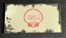 SHELL PETROL MOTOR OIL VINTAGE CLAM SHELL PROMOTIONAL VANITY MIRROR DISPLAY ITEM