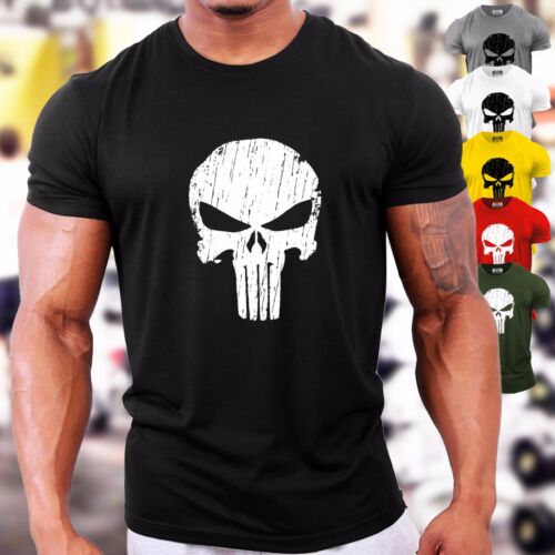 Punisher Skull | UK Bodybuilding T-Shirt | Gym Workout Training Motivation - Picture 1 of 7