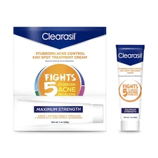 Clearasil Stubborn Acne Control 5In1 Spot Treatment Cream, Maximum Strenght with