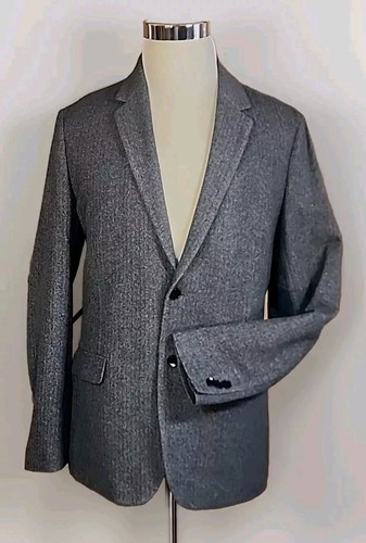 THEORY - Herren Wollmischung grau Fischgrät Sport Mantel - Chirurgen Manschetten - 42R - Bild 1 von 13