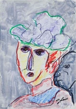 Jean-Louis Simonin - Drawing Original - Pastel And Gouache - Woman with Hat