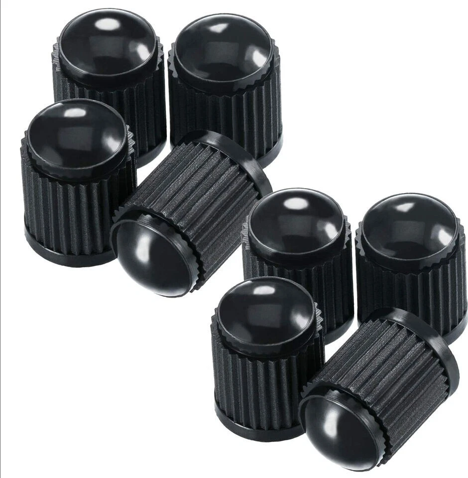 8x DUST AIR VALVE TYRE CAP BLACK PLASTIC COVERS CAR BIKE WHEEL & MOTORBIKE NEW - Image 3 of 4