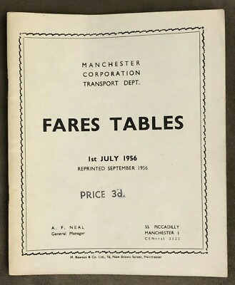 Manchester Corporation Transport MCT GMPTE SELNEC 1956 Bus Fahrplan