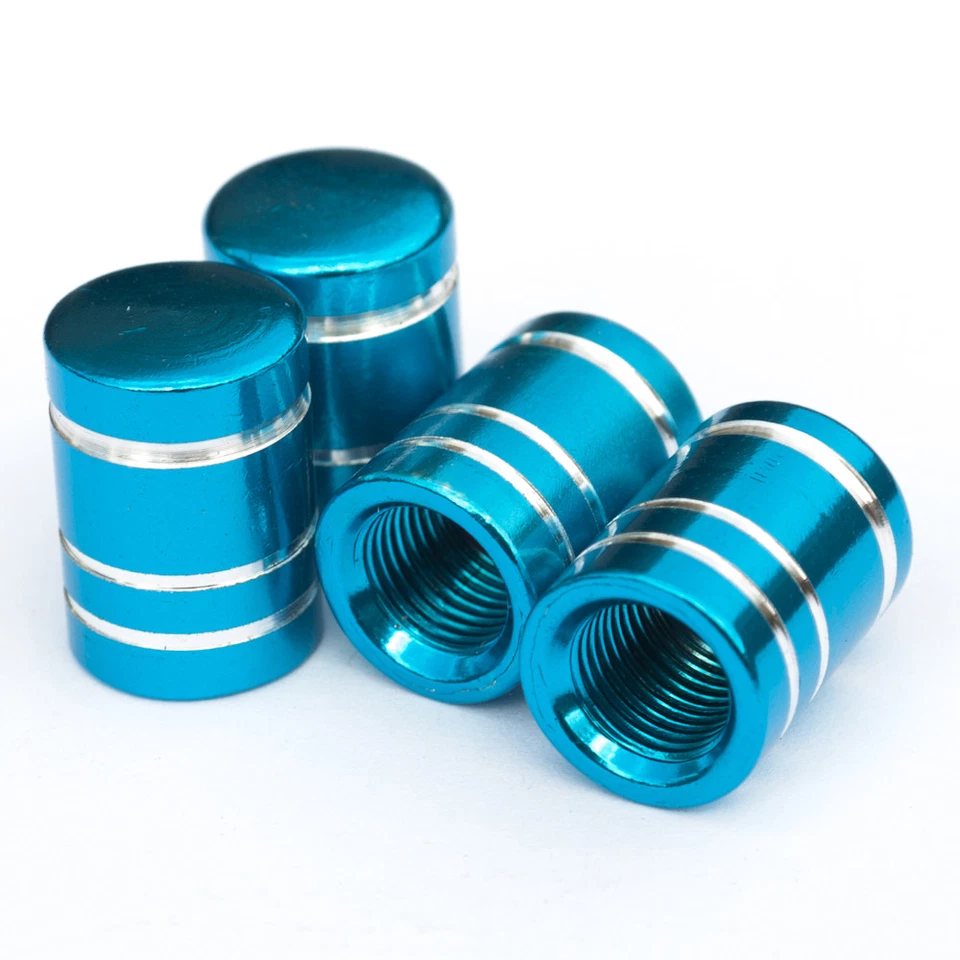 Conjunto de 4 tampas de válvula de pneu de veículo universal vedação anel de borracha redondo azul celeste poeira - Imagem 3 de 4