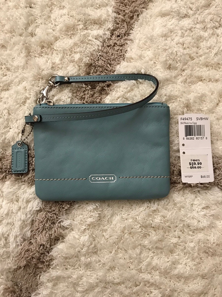 Coach Robin's Egg Blue Leather Wristlet | eBay