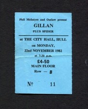 Original 1982 Ian Gillan Spider Concert Ticket Stub Hull UK England Magic Tour
