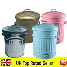 30L Litre Galvanised Metal Bin Rubbish Waste Dustbin Animal Feed Storage trash