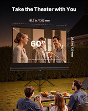 Tripod Projector Screen with Stand 60 Inch 160 Wide Angle 4K HD 16:9 Screen