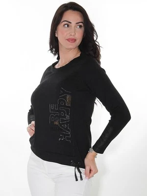 -50% Shirt Pulli kurz Dolcezza S = 38 schwarz Steine Glitzer Jersey Schnürung - Bild 1 von 4