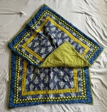 The Company Store Blue Green Floral Quilted Patchwork Set of 2 Pillow Shams