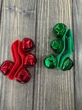 Red  Green Jingle Bells With Hook And Loop Strap 3" For Crafts Or Musical Use