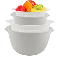 2 Sets 3 Qt，2 in 1 Kitchen Colander Set with Bowl Strainer ，BPA Free Plastic