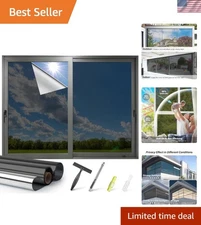 Daytime Privacy Reflective Window Film - Heat Control, 17.5x78.7in, Easy Apply