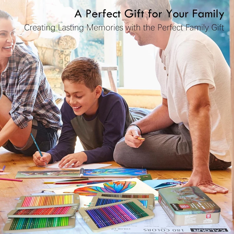 Juego de lápices de colores 180 vibrante rico pigmento metal neón metálico arte para colorear Foto 4 de 4