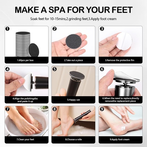 Rechargeable Metal Electric Foot File Callus Remover, Grinder Tool for Feet D... - Picture 7 of 7