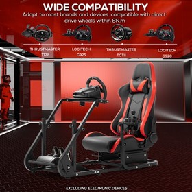 Supllueer Racing Simulator Cockpit Stand With Red Seat Fit Logitech G920 G29G923