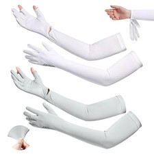 Cierto 2 Pairs Women UV Long Sun Protection Gloves Cooling Cycling Gloves UPF