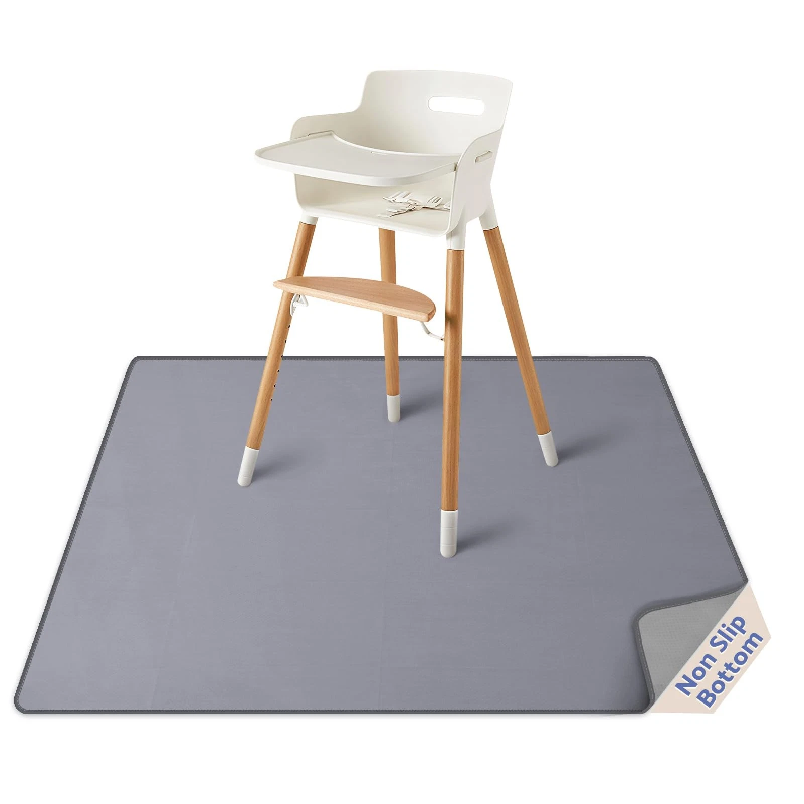 Baby Splat Mat for Under High Chair, 50.4 x 50.4 Inch Wipeable Splash Mat, Wa...