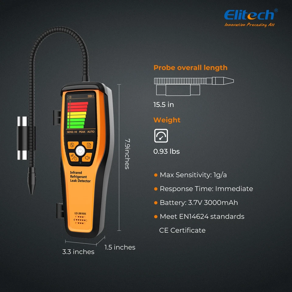 Elitech ILD-200 max IR Refrigerant Leak Detector 1g/a Ultra-Low 10-Y Sensor HVAC - Image 4 of 4