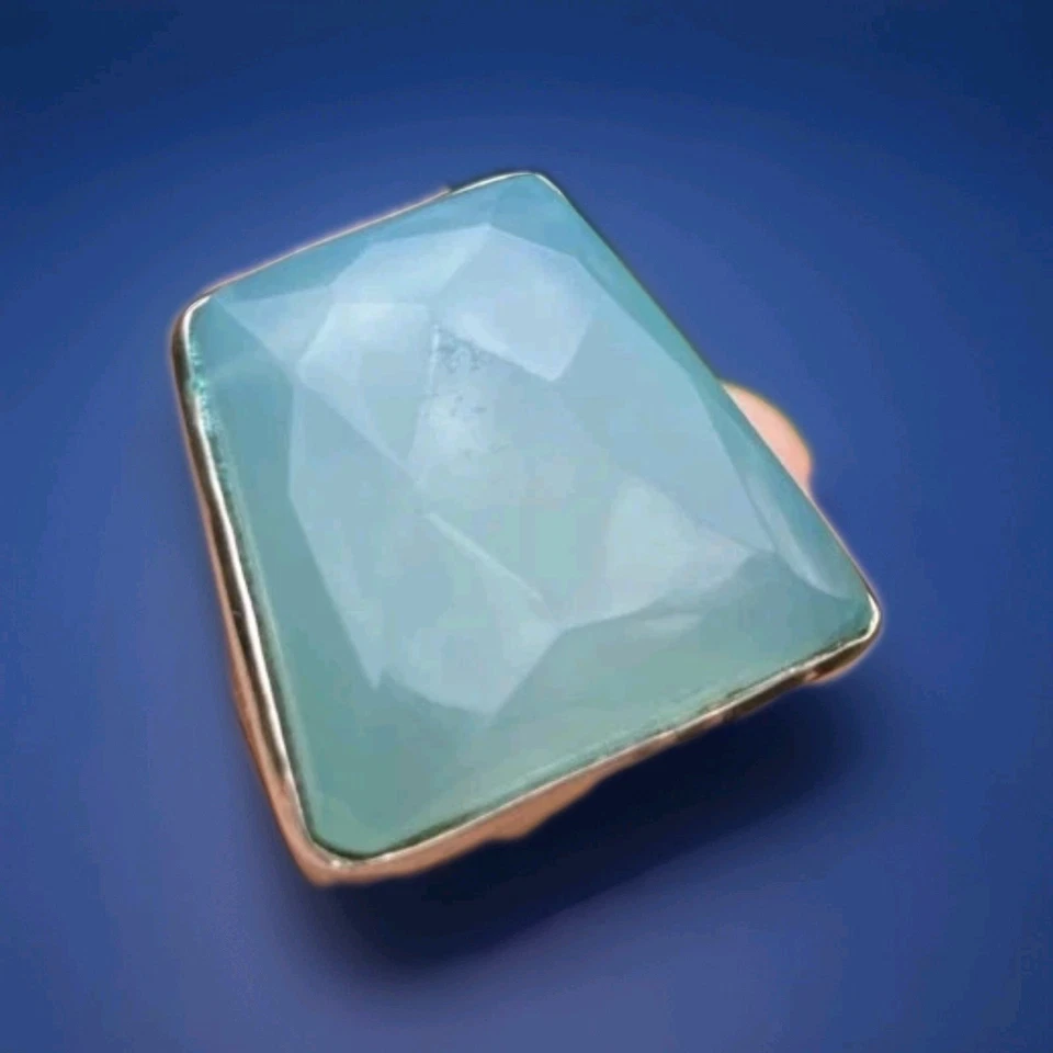 PRECIOSO ANILLO ÚNICO AZUL Rebecca Collins Aqua Calcedonia Plata de Ley 925 Foto 2 de 4