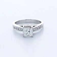 Engagement Ring Under Halo Platinum 1.37 Carat Princess Lab-Grown Diamond E VS1