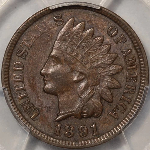 1891 Indian Cent PCGS AU-58
