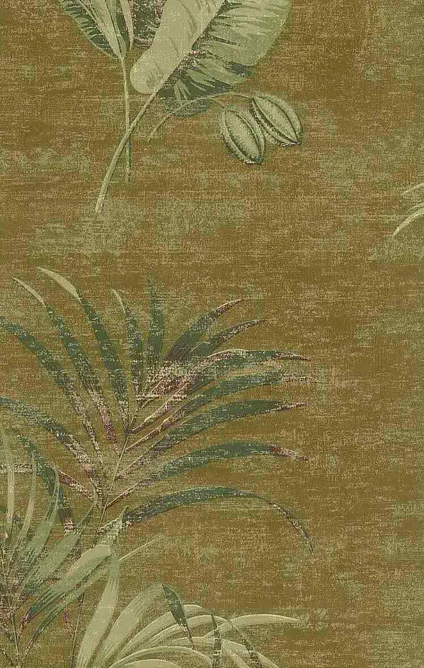 Papel pintado marrón Antonina Vella hojas tropicales verdes VB6799 rollos dobles Foto 3 de 3
