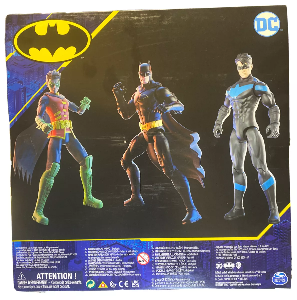 Batman 12-inch Action Figure 3-Pack with Robin, Batman, Nightwing, Kids  Toys for Boys Aged 3 and Up