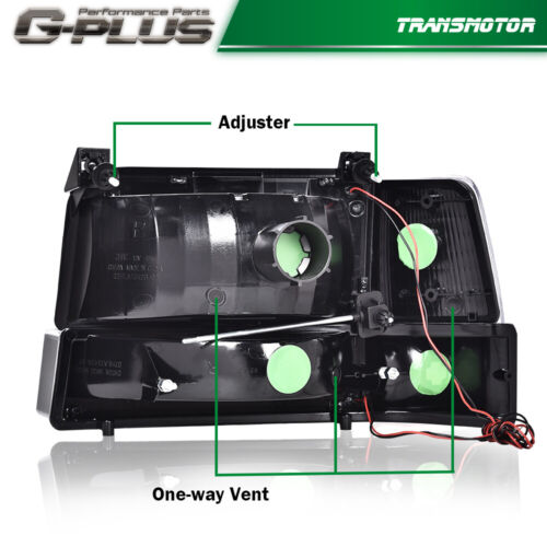 Fit For 92-96 Ford F150 F250 F350 Dual LED DRL Lamps Bumper Headlights 6PCS - Picture 3 of 12