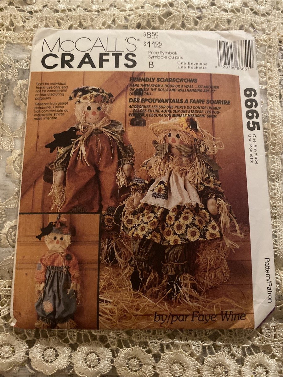McCalls 6665 Scarecrow Doll Black Bird Crow Wall Hanging Boy Girl