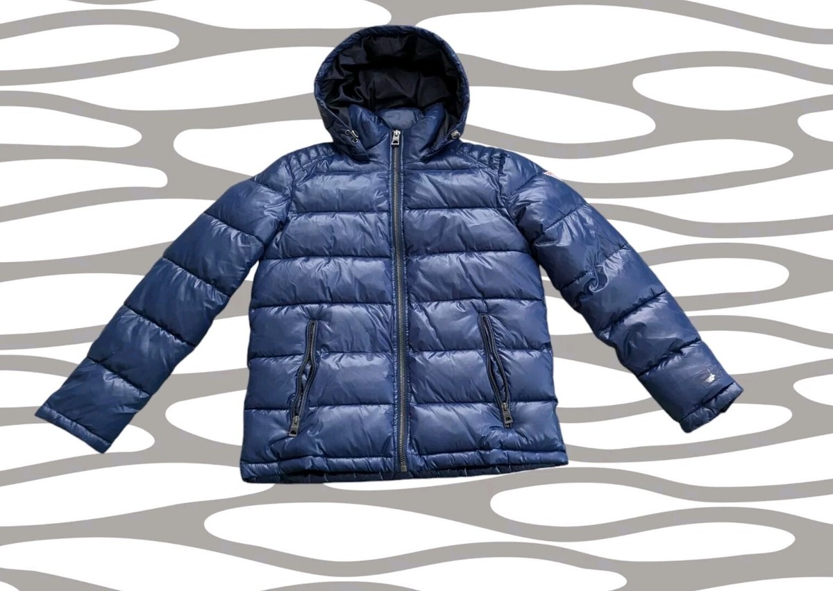 GUESS Men's Blue Puffer Jacket Removable Hood Dark Royal Size M