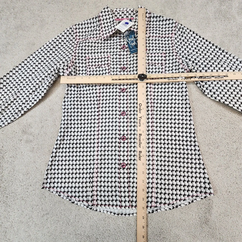 Camisa Cruel Niña Mujer Bucking Bronco Estampado Diente de Sierra Perla A Presión Rosa Acentos M Foto 3 de 4