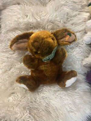 Walmart Easter Bunny Rabbit Brown Gold Green Bow Stuffed Plush Carrot On Ear 10 