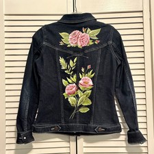 Floral Hand Painted Denim Jacket - Free Shipping